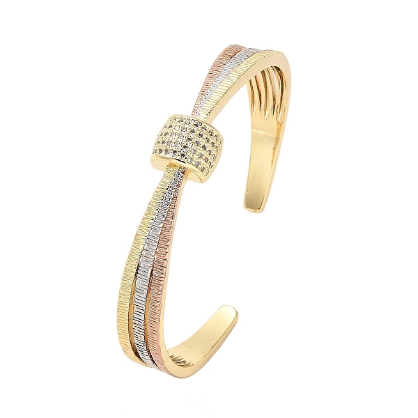 

PandaHall Brass Micro Pave Clear Cubic Zirconia Flat Round Open Cuff Bangles for Women, Mixed Color, 1/2 inch(1.2cm), Inner Diameter: 1-7/8...