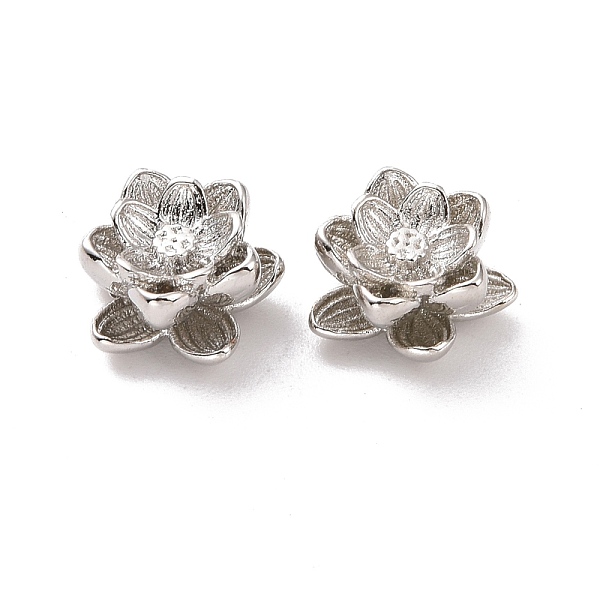 

PandaHall Eco-friendly Brass Beads, Cadmium Free & Lead Free, Long-Lasting Plated, Lotus, Platinum, 9.5x9x5mm, Hole: 1mm Brass Flower