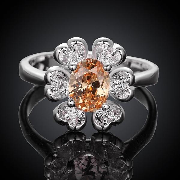 

PandaHall Trendy Flower Brass Cubic Zirconia Finger Rings, Size 8, Dark Goldenrod, Silver, 18.1mm Brass+Cubic Zirconia Gold