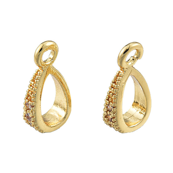 

PandaHall Brass Micro Pave Clear Cubic Zirconia Tube Bails, Loop Bails, Nickel Free, Teardrop, Real 14K Gold Plated, 11.5x6x3mm, Hole: 1.6mm...