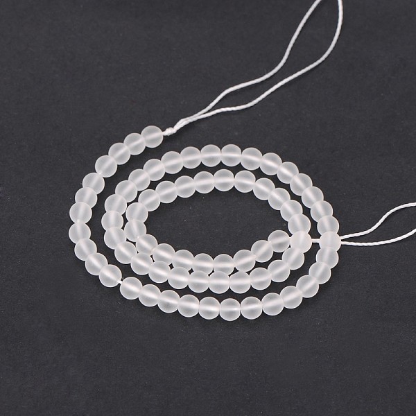 Frosted Natural Quartz Crystal Round Beads Strands