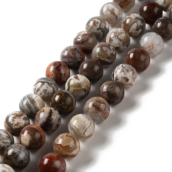 

PandaHall Natural Mexican Lace Agate Beads Strands, Round, 10mm, Hole: 1mm, about 39pcs/strand, 15.35''(39cm) Crazy Agate Round