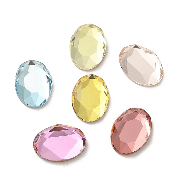 

PandaHall Glass Rhinestone Cabochons, Flat Back & Back Plated, Faceted, Oval, Mixed Color, 14x10x3.5mm Glass Rhinestone Oval Multicolor