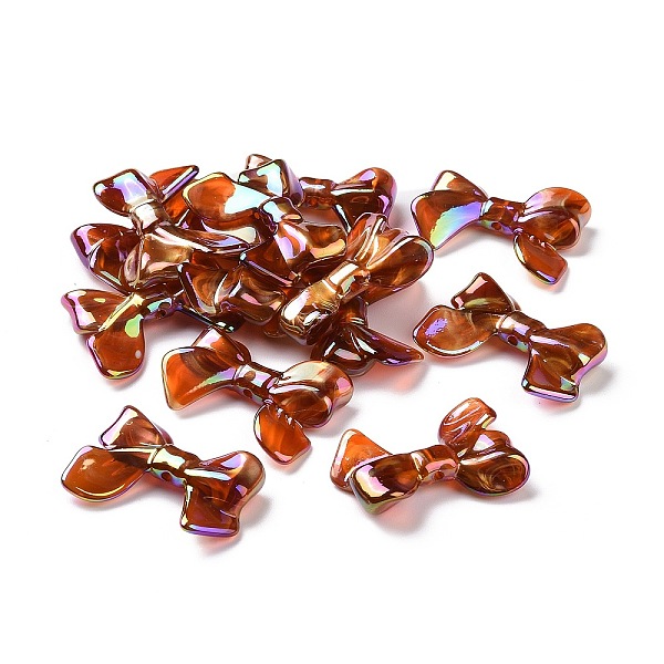 

PandaHall UV Plating Rainbow Iridescent Acrylic Beads, with Gold Foil, Bowknot, Sienna, 24x32.5x6.5mm, Hole: 2mm Acrylic Bowknot Brown
