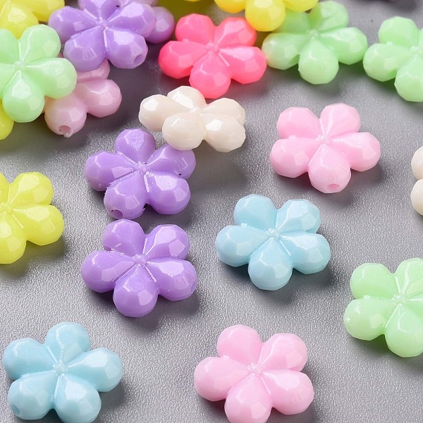 

PandaHall Opaque Acrylic Beads, Faceted, Flower, Mixed Color, 13.5x14x4mm, Hole: 1.5mm, about 1298pcs/500g Acrylic Flower Multicolor