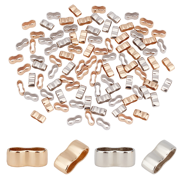 

PandaHall PH 100pcs Metal Slide Charms, 2 Colors 8-Shaped Quick Link Connectors Large Hole Leather Cord Slider Loose Beads for Wristbands...