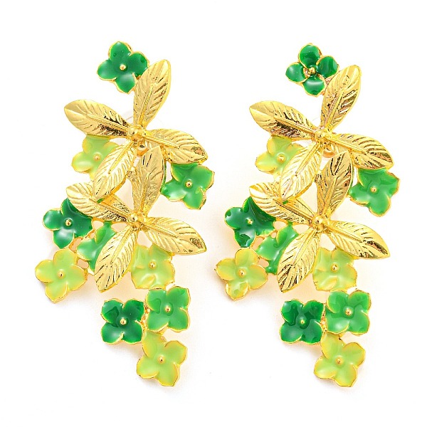 

PandaHall Saint Patrick's Day Theme Zinc Alloy Dangle Stud Earrings, Green, Flower, 58x31mm Alloy Flower