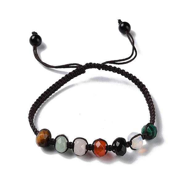 

PandaHall Rondelle Natural & Synthetic Random Mixed Gemstone Braided Bead Bracelets, Chakra Theme Adjustable Bracelet, Inner Diameter...