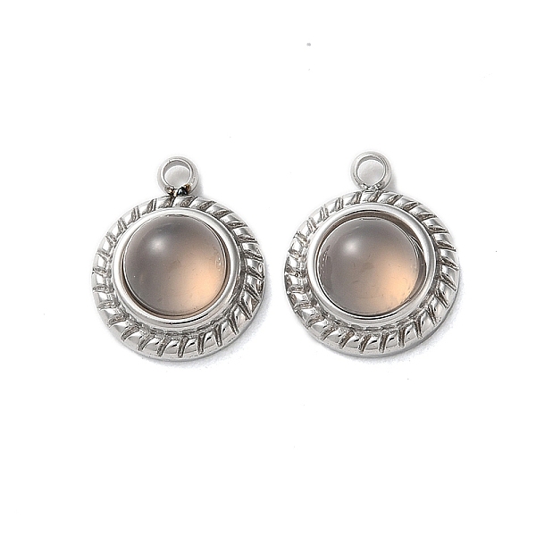 

PandaHall Natural Grey Agate Half Round Charms, with 304 Stainless Steel Findings, Stainless Steel Color, 12.5x10.5x5.5mm, Hole: 1.5mm Grey...