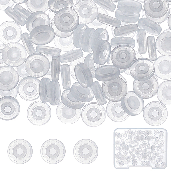 

PandaHall SUNNYCLUE 1 Box 100Pcs Clip On Earring Cushion Pads Earring Back Cushions Clear Disc Pads for Earrings Screw Back Earring Silicone..., White