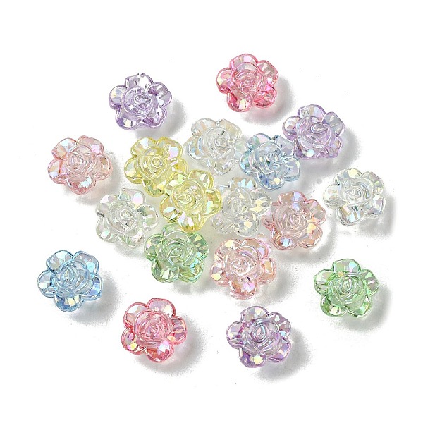 

PandaHall UV Plating Iridescent Transparent Acrylic Beads, Flower, 12.5x12.5x5.5mm, Hole: 1.5mm, 1428pcs/500g Acrylic Flower