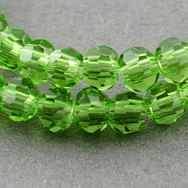 

PandaHall Transparent Glass Bead Strands, Faceted, Flat Round, Lime Green, 4~5x3~4mm, Hole: 0.5mm, about 95pcs/strand, 13.70 inch(34.8cm)...