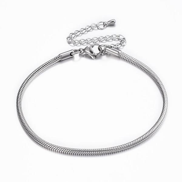 

PandaHall 304 Stainless Steel Snake Chain Bracelets, Stainless Steel Color, 7-7/8 inch(200mm), 2.5mm 304 Stainless Steel