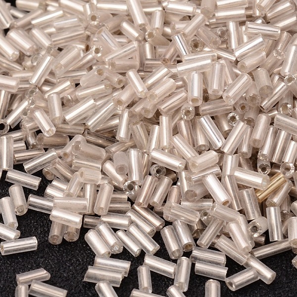 

PandaHall Glass Bugle Beads, Seed Beads, Clear, Silver-Lined, about 1.8mm in diameter, 4.5mm long, hole: 0.6mm Glass Silver