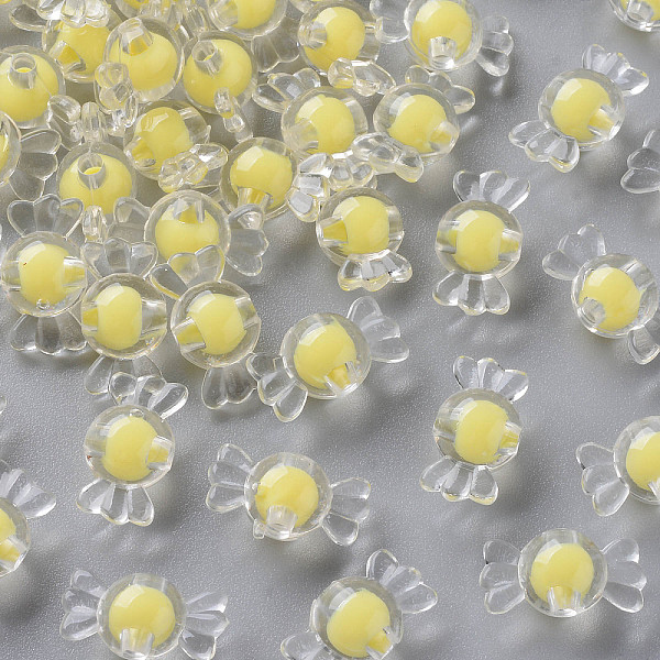 

PandaHall Transparent Acrylic Beads, Bead in Bead, Candy, Yellow, 9x17x8.5mm, Hole: 2mm, about 960pcs/500g Acrylic Candy Yellow