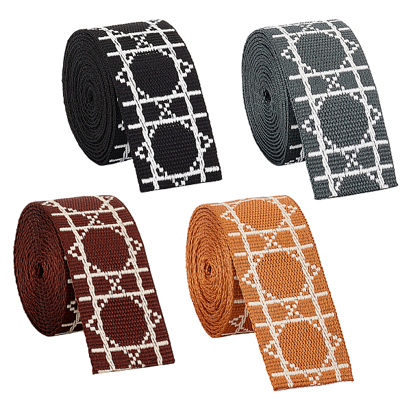 

PandaHall BENECREAT Cotton Webbing, Polycotton Webbing, Jacquard Webbing, Flat Webbing Striped Pattern for Webbing Bag Handles Polyester..., Multicolor