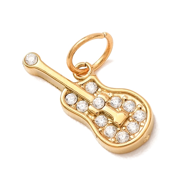 304 Stainless Steel Micro Pave Clear Cubic Zirconia Charms