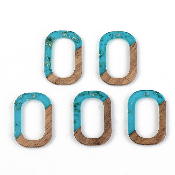 

PandaHall Transparent Resin & Walnut Wood Pendants, with Foil, Oval Ring, Deep Sky Blue, 28x19.5x3mm, Hole: 2mm Resin+Wood Oval Blue