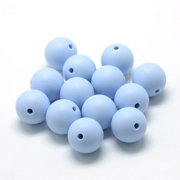 

PandaHall Food Grade Eco-Friendly Silicone Focal Beads, Round, Light Steel Blue, 18~20mm, Hole: 2mm Silicone Round Blue