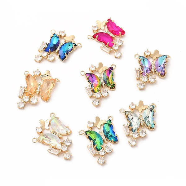 

PandaHall Brass with K9 Glass Charms, Golden, Butterfly Charms, Mixed Color, 27x25x4.5mm, Hole: 2mm K9 Glass Butterfly Multicolor