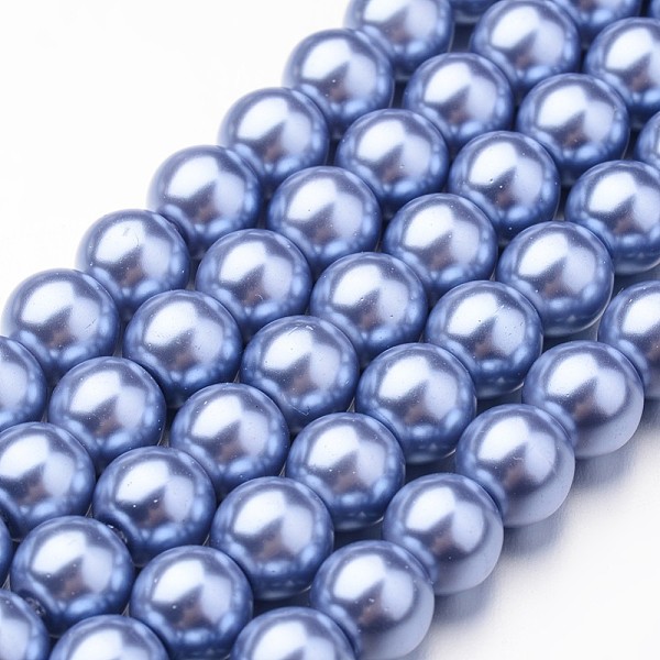 

PandaHall Eco-Friendly Dyed Glass Pearl Round Bead Strands, Cotton Cord Threaded, Mauve, 8mm, Hole: 1.2~1.5mm, about 52pcs/strand, 15 inch..., Blue