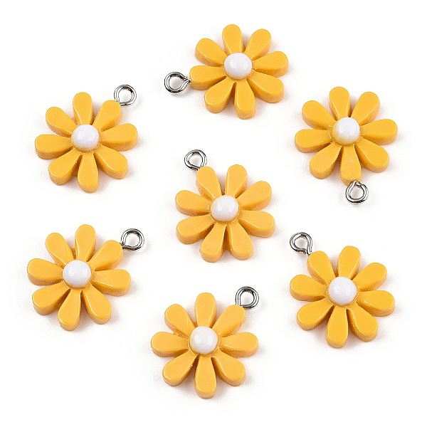 

PandaHall Opaque Resin Pendants, Daisy Flower Charms, Gold, 21x17x5.5mm, Hole: 2mm Resin Flower Gold