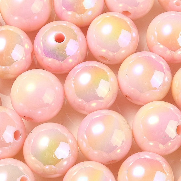 

PandaHall UV Plating Rainbow Iridescent Acrylic Beads, Round, Pink, 16x15mm, Hole: 3mm Acrylic Round Pink