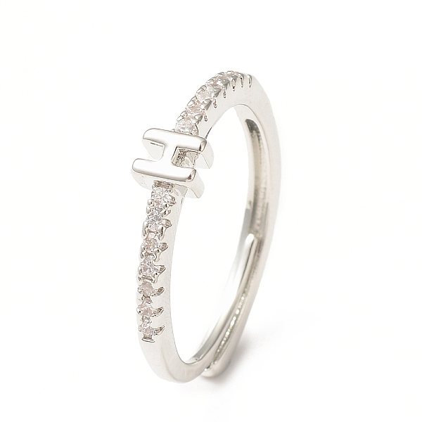 

PandaHall Clear Cubic Zirconia Initial Letter Adjustable Ring, Platinum Brass Jewelry for Women, Letter.H, Inner Diameter: 18mm Brass+Cubic...