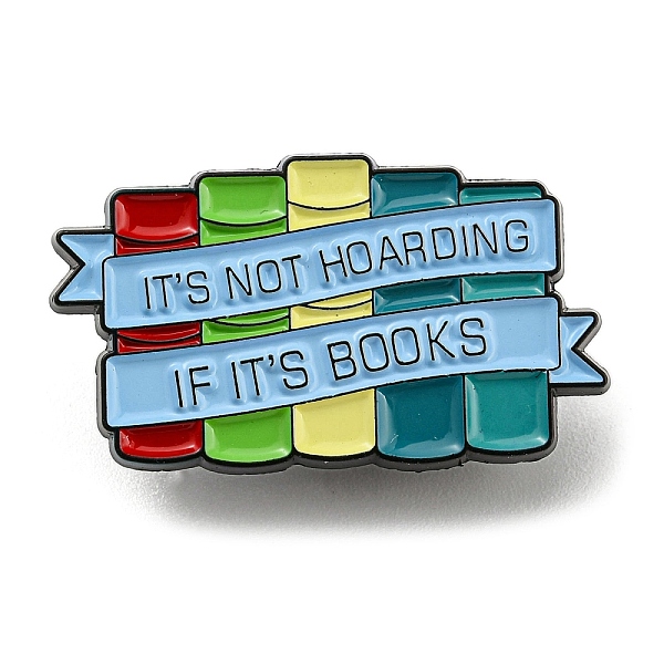 

PandaHall Black Alloy Brooch, Enamel Pins, Word It's Not Hoarding If It's Books, Light Sky Blue, 17.5x30x1.5mm Alloy+Enamel Book