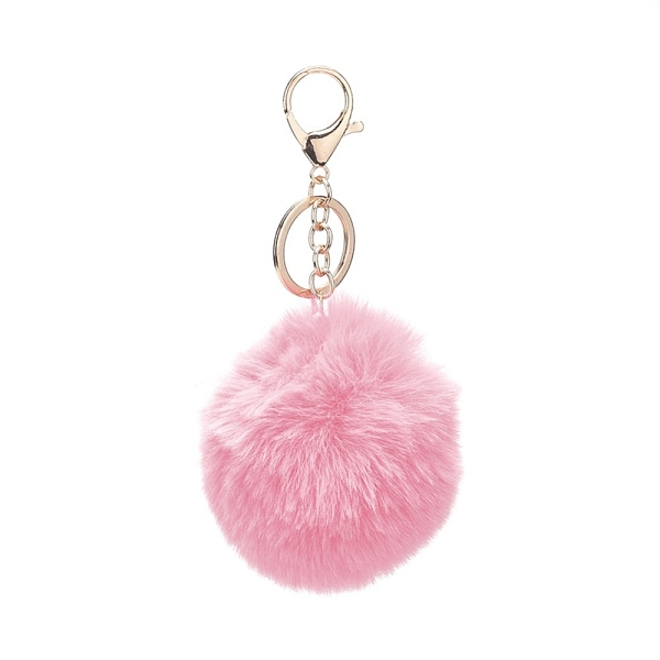 PandaHall Pom Pom Ball Keychain, with Alloy Lobster Claw Clasps and Iron Key Ring, for Bag Decoration, Keychain Gift and Phone Backpack...
