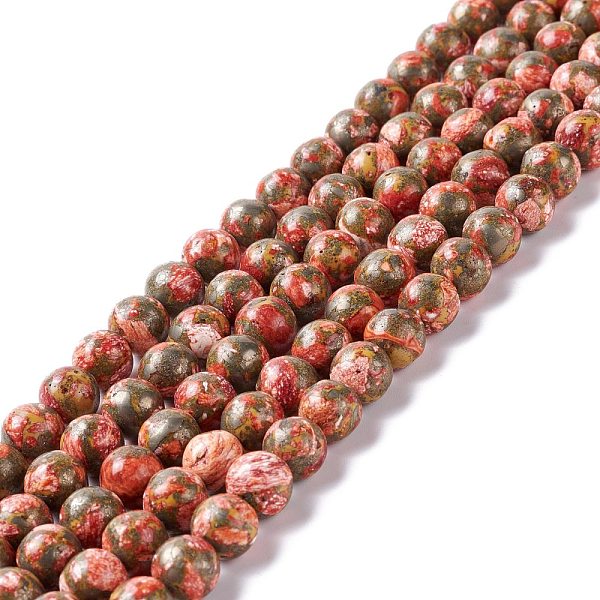 

PandaHall Assembled Synthetic Pyrite and Dyed Howlite Beads Strands, Round, Orange, 8mm, Hole: 1.2mm, about 49~50pcs/strand, 15.94''(40.5cm)...