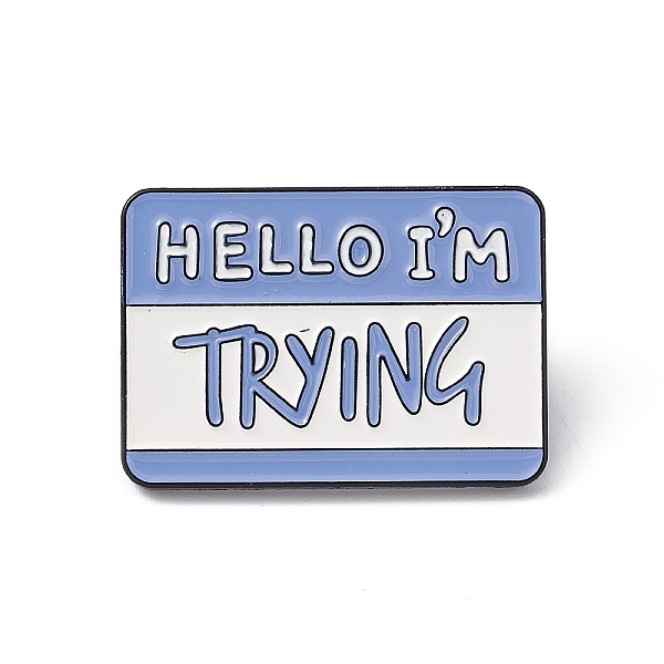 

PandaHall Rectangle with Word Aolly Brooch, Hello I'm Trying Word Badge for Backpack Clothes, Cornflower Blue, 21.5x30x1.8mm, Pin: 1.2mm...
