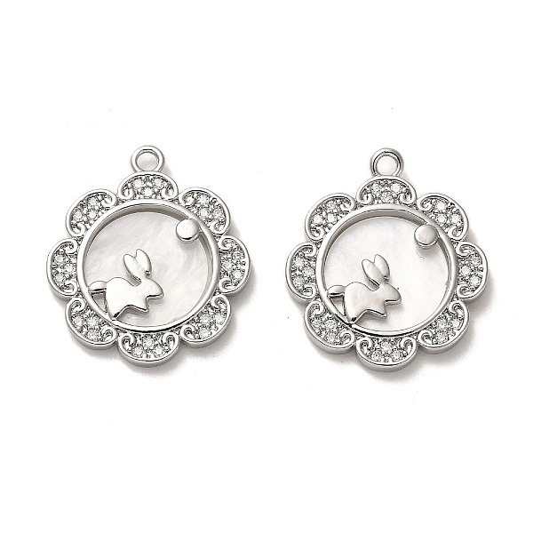 

PandaHall Brass Micro Pave Cubic Zirconia Pendants, with Acrylic, Long-Lasting Plated, Flower with Rabbit, Platinum, 21.5x18.5x2.5mm, Hole..., Clear