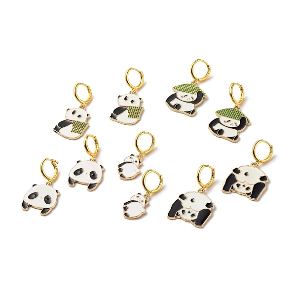 

PandaHall Alloy Enamel Panda Dangle Hoop Earrings for Women, Light Gold, Mixed Color, 36~42mm, Pin: 1mm Alloy Panda Multicolor