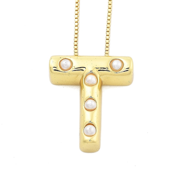 Colliers à chaîne en forme de boîte avec pendentif en forme de lettre en laiton et en plastique pour femmes