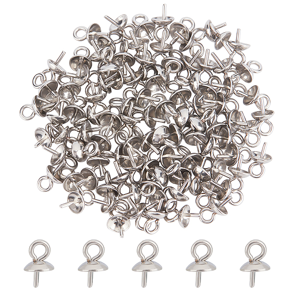 

PandaHall UNICRAFTALE 100pcs 7x4mm Stainless Steel Cup Pearl Peg Bails Small Screw Eye Pins Clasps Hooks 0.7mm Pin Eye Screws Connectors for...