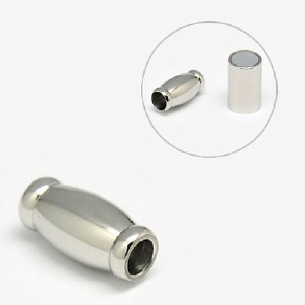 

PandaHall 304 Stainless Steel Magnetic Clasps with Glue-in Ends, Barrel, 16x8mm, Hole: 4mm 304 Stainless Steel Barrel