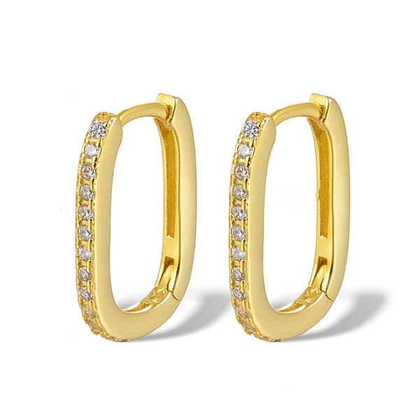 

PandaHall 925 Sterling Silver Micro Pave Cubic Zirconia Hoop Earrings for Women, Oval, Golden, 14x10x1.5mm Cubic Zirconia