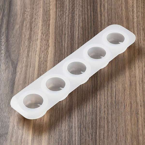 PandaHall Nail Art Base DIY Silicone Mold, for Nail Art Practice Holder False Nail Manicure Tool, Round Pattern, 21.5x5x2.3cm Silicone Round