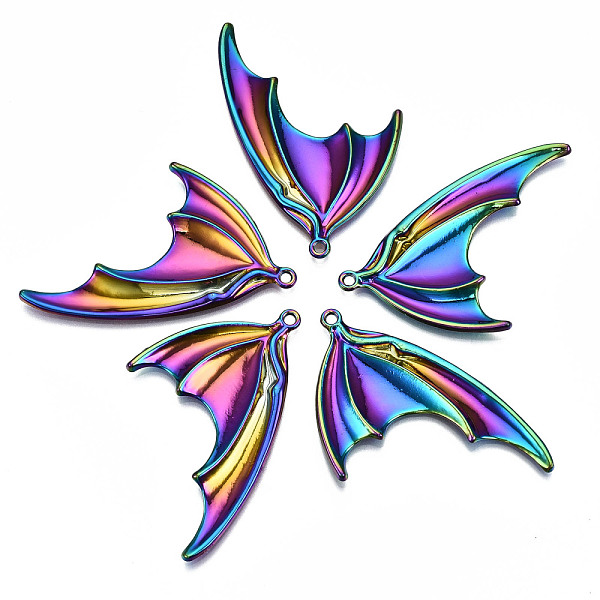 

PandaHall Plated Rainbow Color Alloy Big Pendants, Cadmium Free & Lead Free, Bat Wing, 50x37x2.5mm, Hole: 1.8mm Alloy Wing