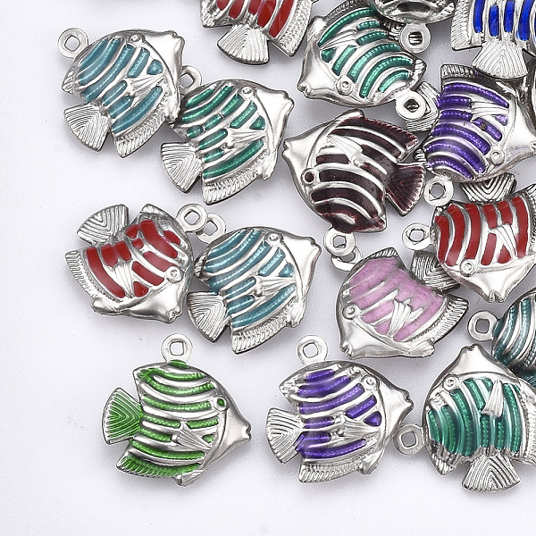 

PandaHall 304 Stainless Steel Pendants, with Enamel, Fish, Stainless Steel Color, 13x12x4mm, Hole: 1mm Stainless Steel+Enamel Fish..., Multicolor
