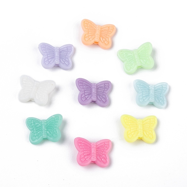 

PandaHall Opaque Acrylic Beads, Butterfly, Mixed Color, 11x14x3.5~4mm, Hole: 1.6mm, about 1800pcs/500g Acrylic Butterfly Multicolor