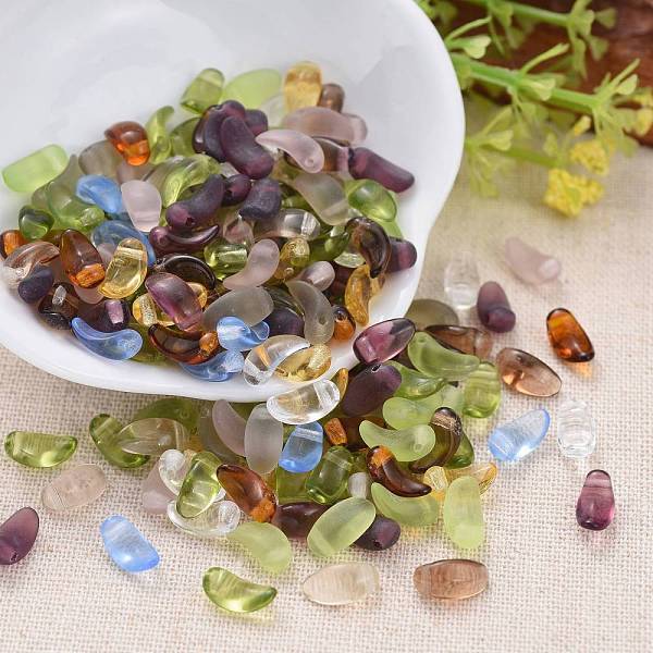 

PandaHall Czech Glass Beads, Dagger Beads, Frosted, Petal, Mixed Color, 9x5x4mm, Hole: 0.9mm, about 357pcs~363pcs/bag Czech Glass Others..., Multicolor