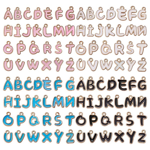 

PandaHall 104Pcs Letter A~Z Alloy Enamel Pendant Charms, Light Gold, for DIY Necklace Bracelet Earring Bangles Jewelry Crafts Making, Mixed..., Multicolor