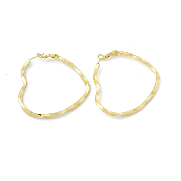 

PandaHall Rack Plating Brass Heart Hoop Earrings for Women, Cadmium Free & Lead Free, Real 18K Gold Plated, 47.5x48.5x5.5mm, Pin: 0.7mm...