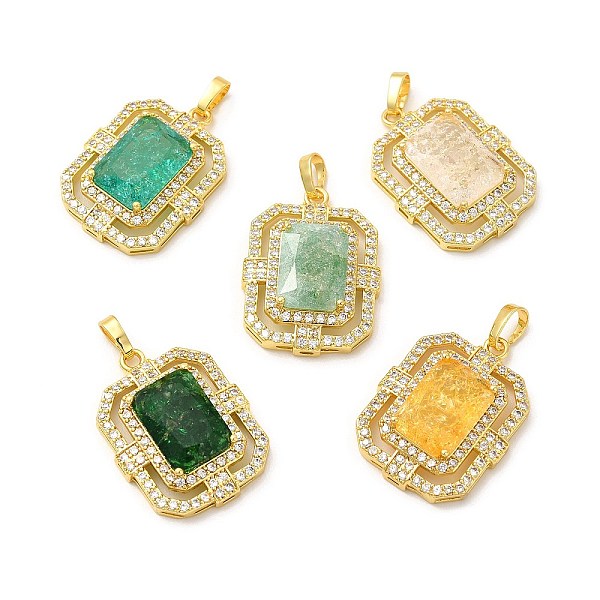 

PandaHall Rack Plating Brass & Crushed Ice Cut Cubic Zirconia Pendants, with Rhinestone, Real 14K Gold Plated, Cadmium Free & Lead Free..., Multicolor