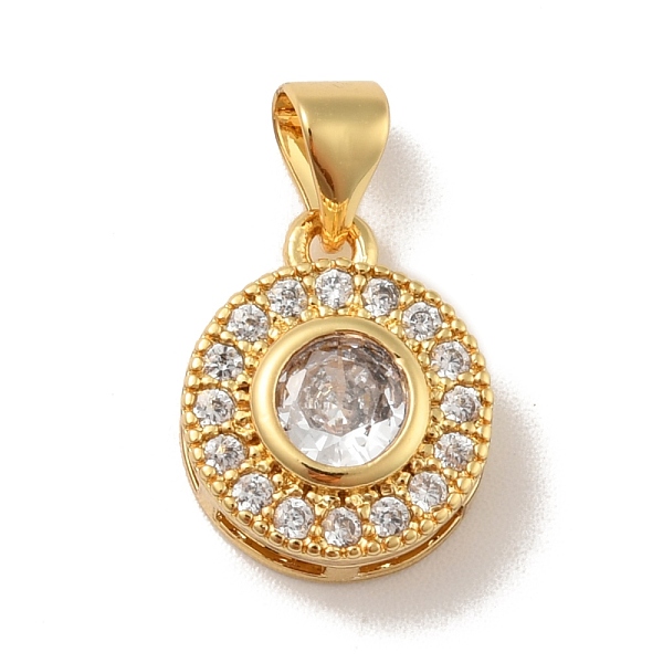 

PandaHall Brass Micro Pave Cubic Zirconia Pendants, Cadmium Free & Lead Free, Long-Lasting Plated, Flat Round, Clear, Real 18K Gold Plated...