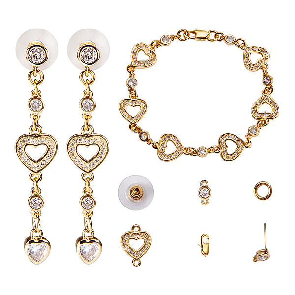 PandaHall SUNNYCLUE DIY Earring Making, Brass Micro Pave Cubic Zirconia Links, Brass Open Jump Rings, Brass Lobster Claw Clasps and Earring...