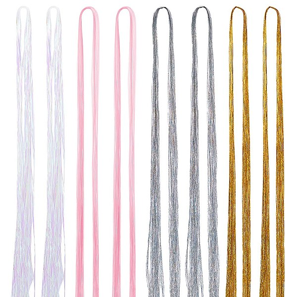 PandaHall 8Pcs 4 Colors Fashion Women's Hair Accessories, PET Cord Hair Wigs, Long Hair Highlighting Color Hair Extensions, Mixed Color...