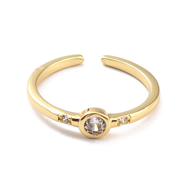 

PandaHall Clear Cubic Zirconia Flat Round Open Cuff Ring for Women, Cadmium Free & Nickel Free & Lead Free, Real 18K Gold Plated, US Size 4...